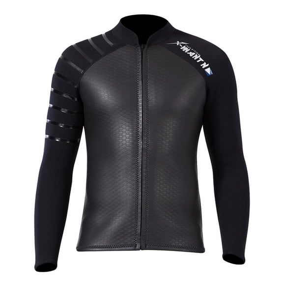 harayaa 3mm Men Neoprene Sleeve Wetsuit Front Zip Diving Suit Top Coat Jacket XL
