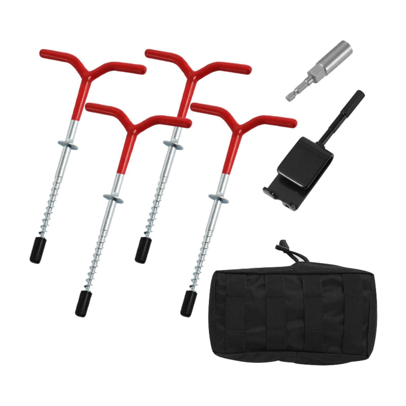 harayaa 4Pcs Ice Fishing Anchors Ice Anchor Drill Adapter Strong Anchor Tool Tent Stakes With Socket