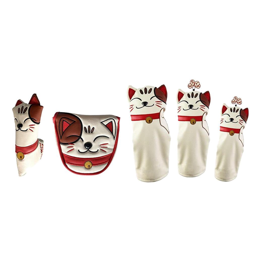 harayaa 5 Pieces Golf Wood Head Cover Club Mallet Blade Putter Headcover Accessories