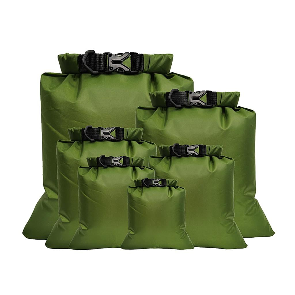 harayaa 6 PCS Waterproof dry bags, dry polyester, dry muti -size canoe bags for kayaking Green