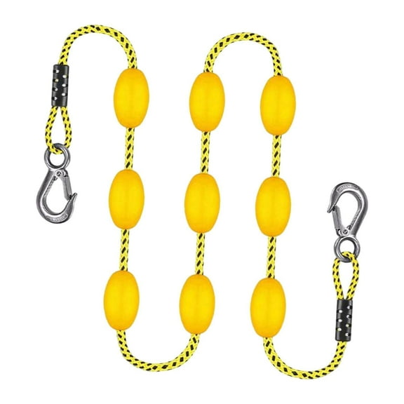 harayaa 60ft Tow Rope for 1 to 6 Riders for Tubing, Water Sports with 9 Floats, with Hook Heavy Duty Boating Tow Rope, Towable Tube Yellow Black Spots
