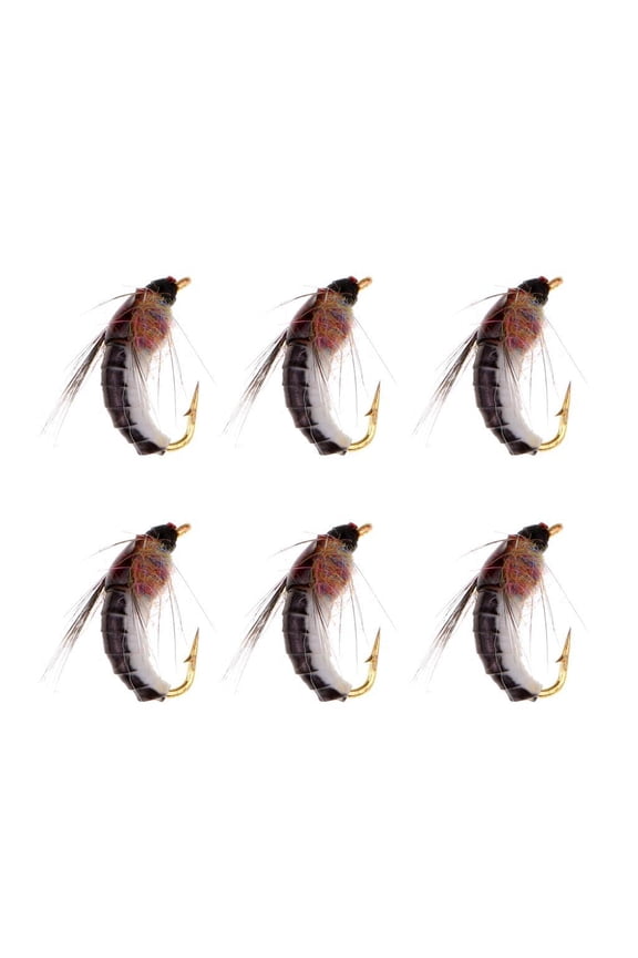 6pcs Realistic Nymph Scud Fly for Trout Fishing Artificial Insect Bait Lures