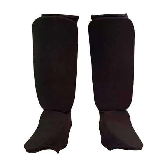 harayaa Adult Kickboxing Shin Guards EVA Leg Instep Guard Set for Karate Taekwondo Sanda black