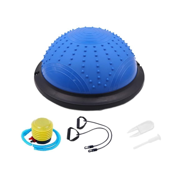 harayaa Balance Ball Balance Training Anti Slip Half Exercise Ball,with Resistance Bands blue