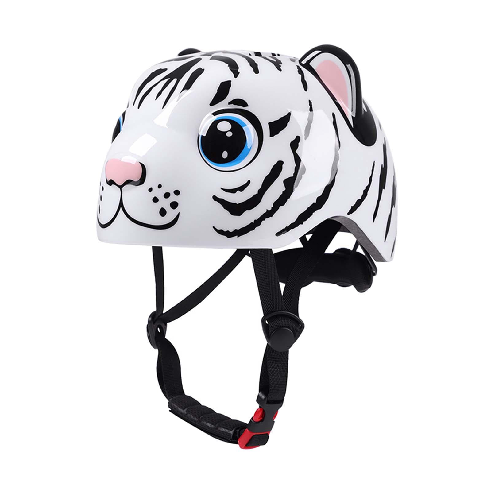 harayaa Bicycle Helmet, Lightweight, Shockproof, Cartoon Design, Breathable, for Skating White Tiger