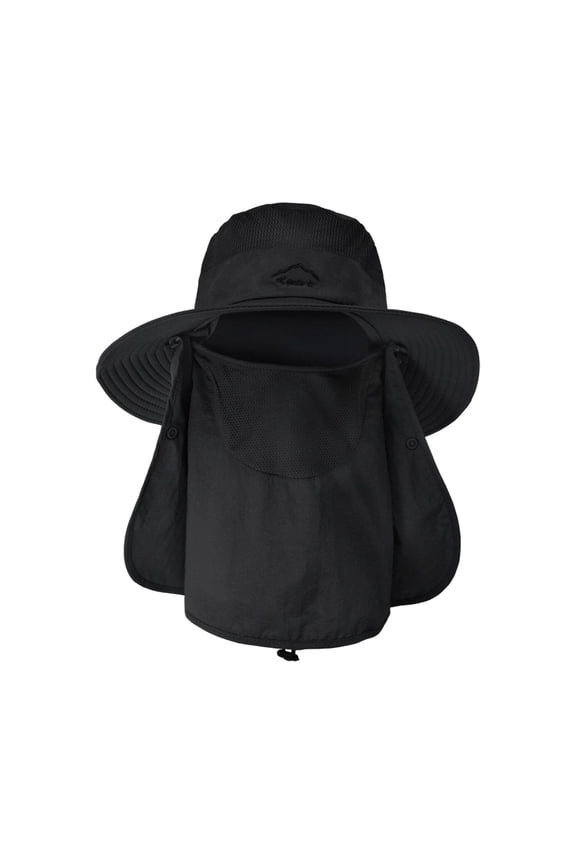 Bucket Hat with Strings Headgear Sun Protective Comfortable Fishing Hats Men Sun Black