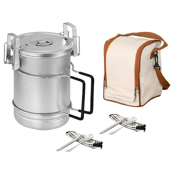 harayaa Camping Pot Boiling Pot Portable Cooking Pot Cooking Cookware Open Fire Cookware 1LHandle Backpack