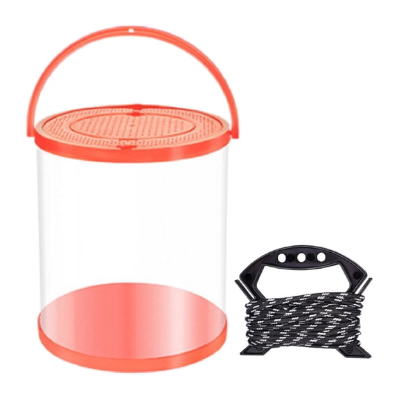 harayaa Collapsible Bucket Water Container with Rope Hiking Camping Fish Lure Bucket Orange 11L 25x28cm