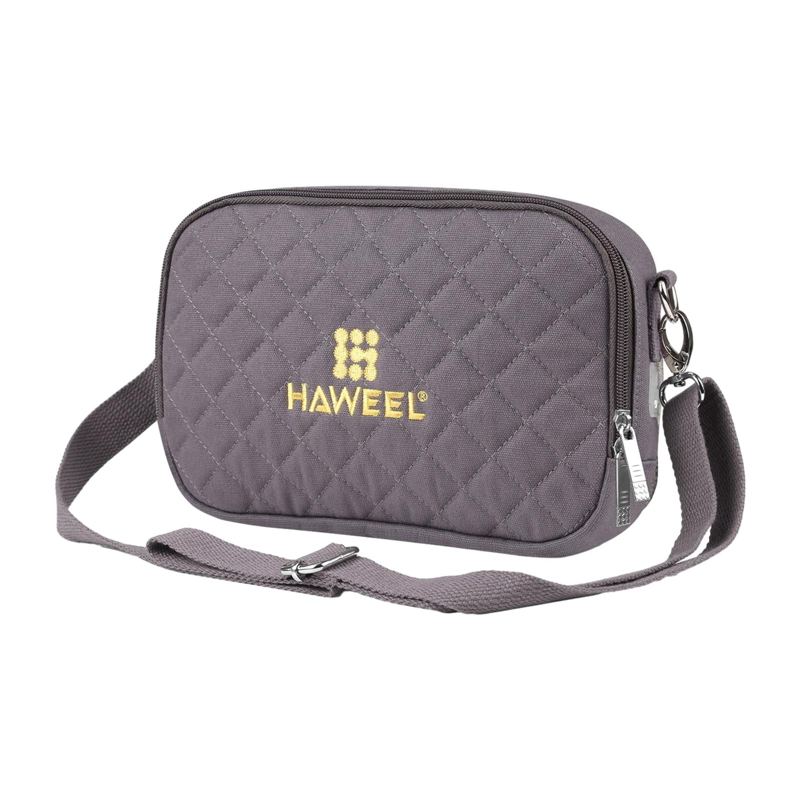 harayaa Cross Shoulder Hand Warmer Storage Bag Prevent Overheating Canvas Warmer Bag USB Gray
