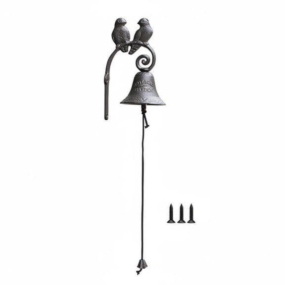 harayaa Door Bell Cast Iron Wall-mounted Hanging Bell Manual Pull Chime with Decorative Angel Welcome Sign Includes Mounting Bracket and Screws Suitable for Entryway Cafe Housewarming