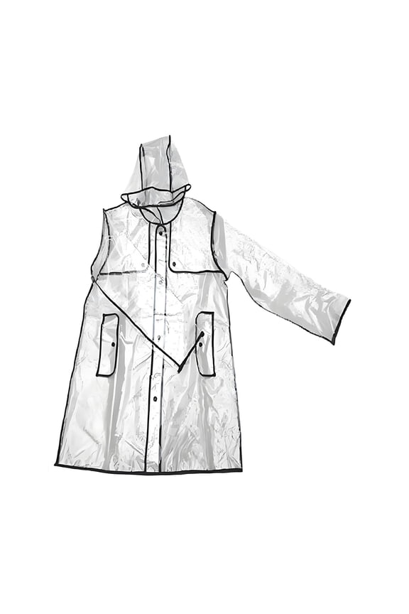 EVA Transparent Raincoat Long Hooded Fashion Portable Waterproof Rain Jacket for