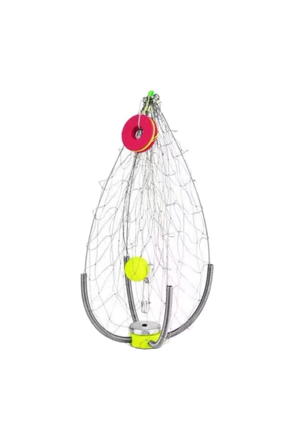 Fishing Net Steel Wire Heavy Duty Portable Basket for Lobster Prawn Crayfish Unfold 60cm Large Mesh