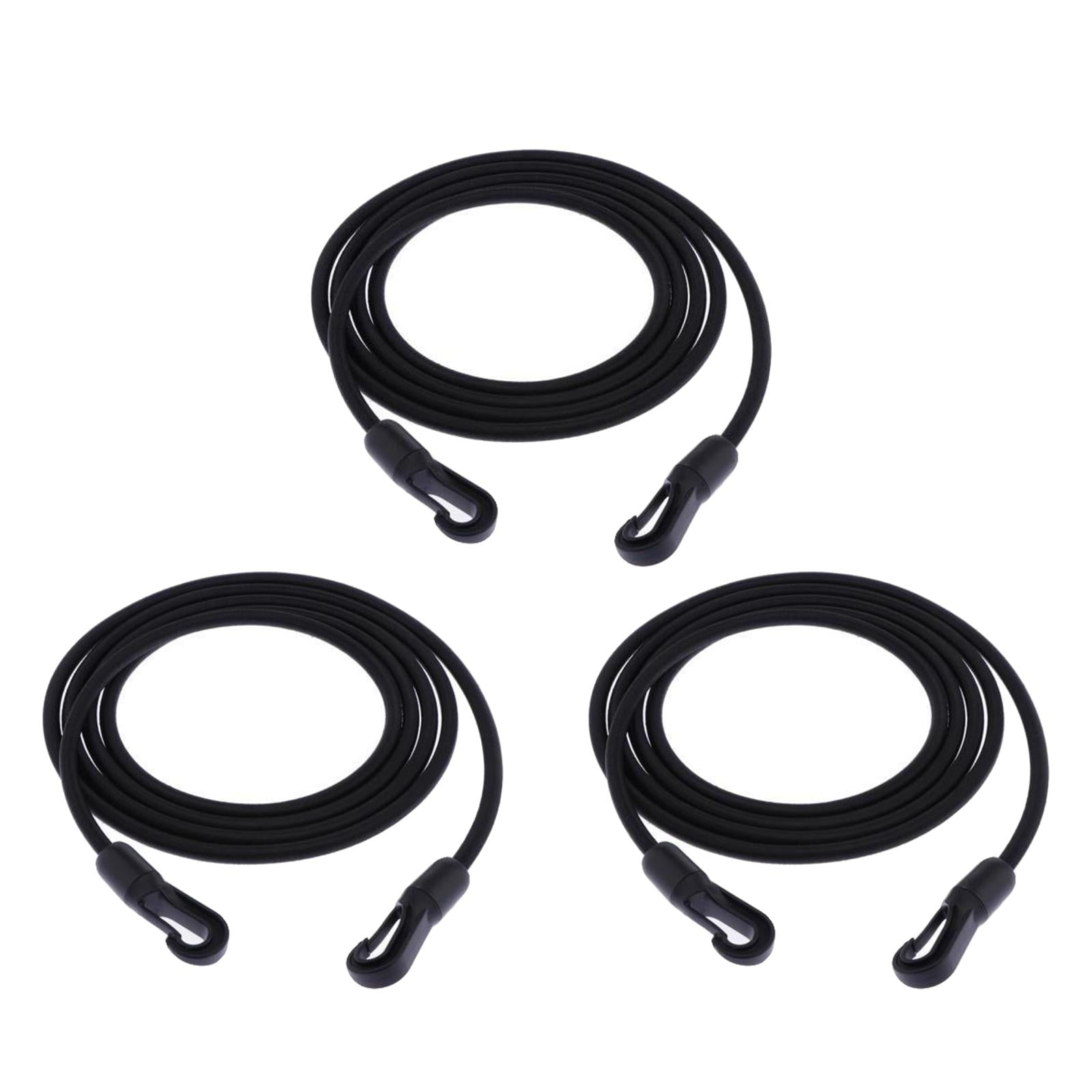 harayaa Fityle 3pcs 8mm Heavy Duty Rubber Bungee Cord Rope Elastic Lanyard with Hooks