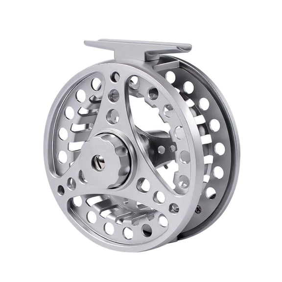 harayaa Fly Fishing Reel Metal Spool Double Bearing Aluminum Alloy Smooth Rotation Lightweight Left Right Hand Convertible Suitable for Fishing in Streams Sea 85mm Gray