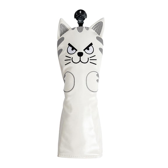 harayaa Golf Club Head Covers Mallet Putter Cat Pattern Accessories Putter Cue Headcover 3 Fairwaywood White