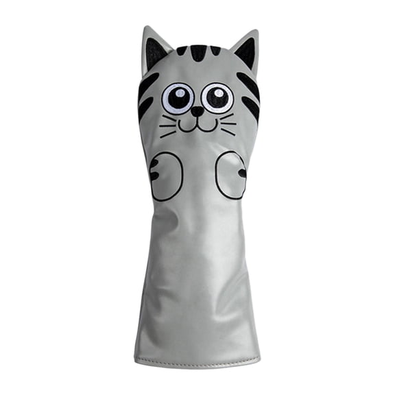harayaa Golf Club Head Covers Mallet Putter Cat Pattern Accessories Putter Cue Headcover Driver Grey