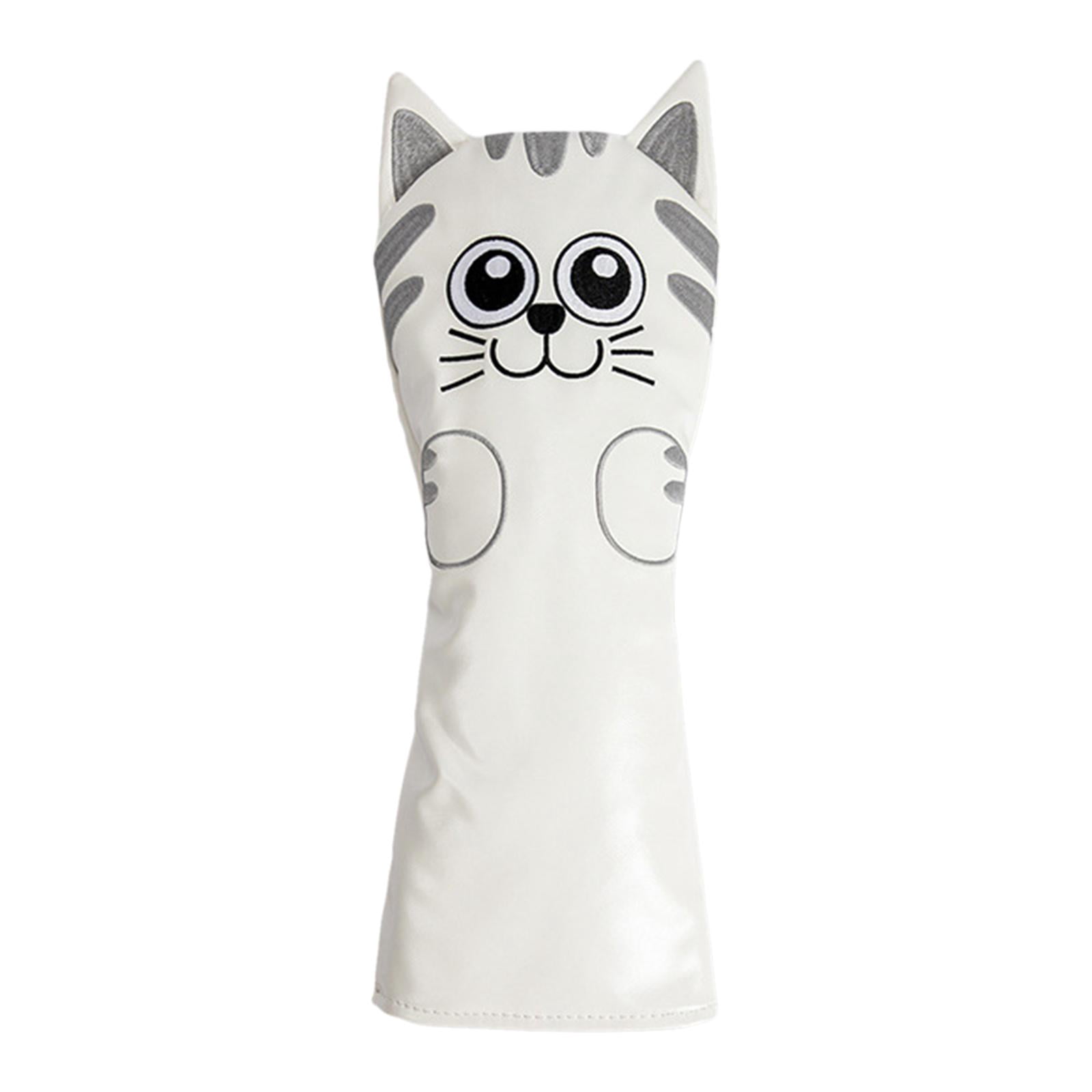 harayaa Golf Club Head Covers Mallet Putter Cat Pattern Accessories Putter Cue Headcover Driver White