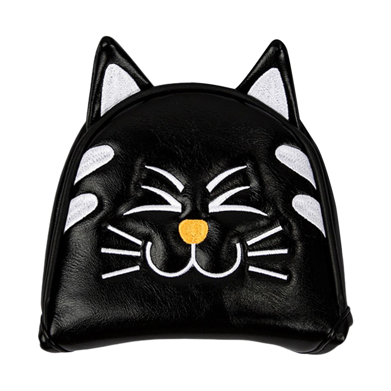harayaa Golf Club Head Covers Mallet Putter Cat Pattern Accessories Putter Cue Headcover Semicircle Black