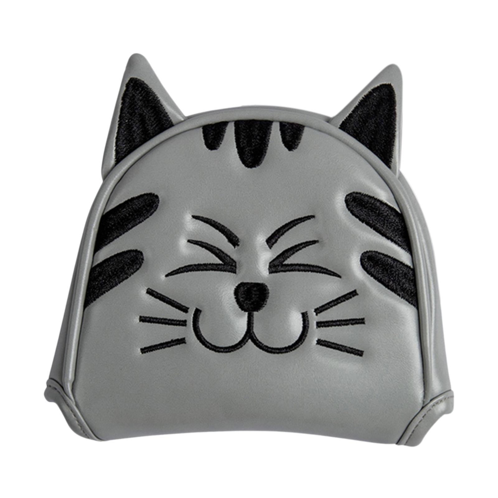 harayaa Golf Club Head Covers Mallet Putter Cat Pattern Accessories Putter Cue Headcover Semicircle Grey