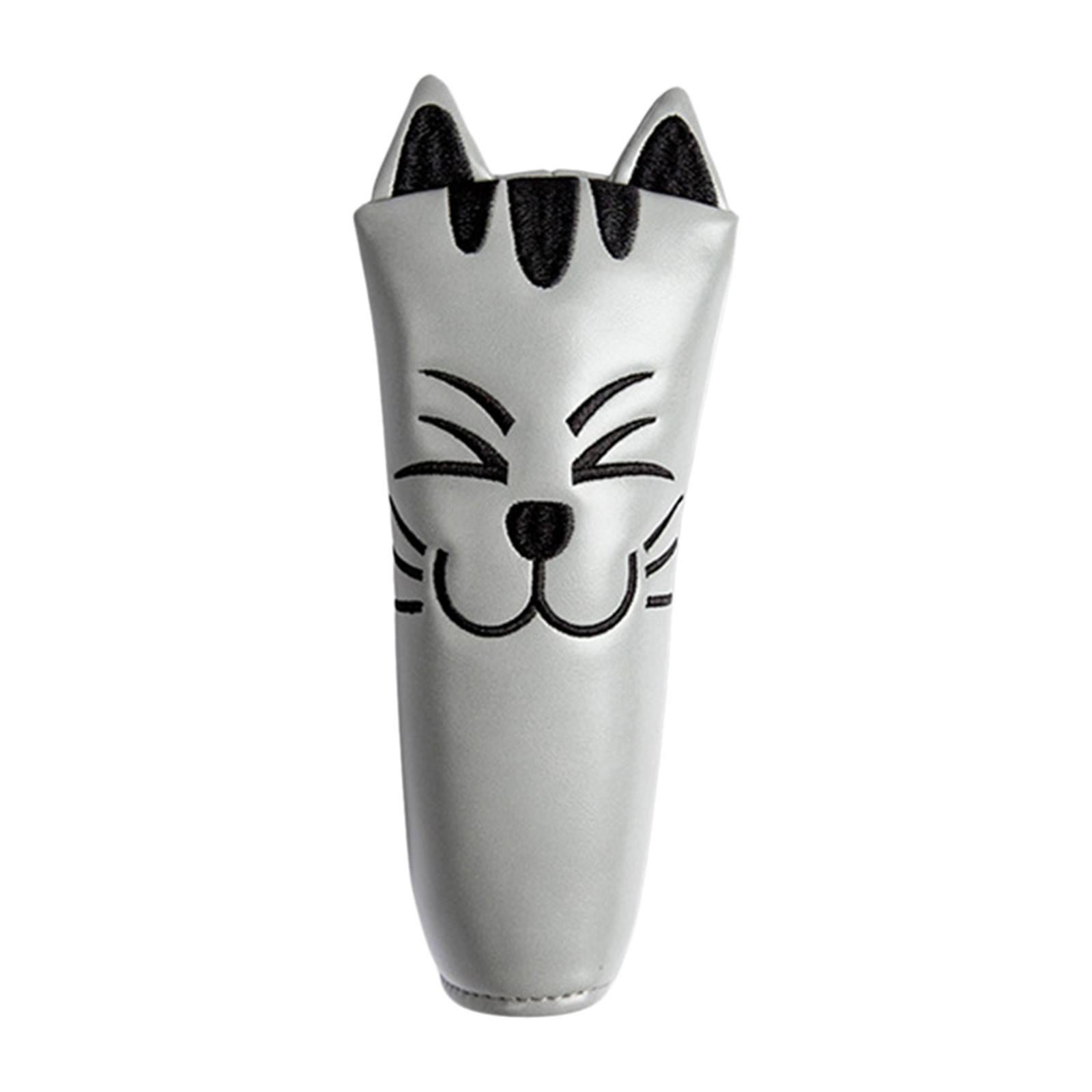 harayaa Golf Club Head Covers Mallet Putter Cat Pattern Accessories Putter Cue Headcover Straight Grey