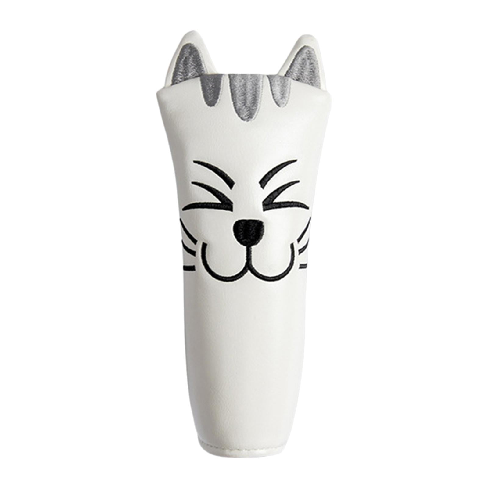 harayaa Golf Club Head Covers Mallet Putter Cat Pattern Accessories Putter Cue Headcover Straight White