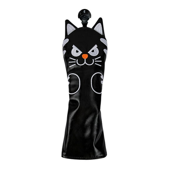 harayaa Golf Club Head Covers Mallet Putter Cat Pattern Accessories Putter Cue Headcover UT Wood Cue Black