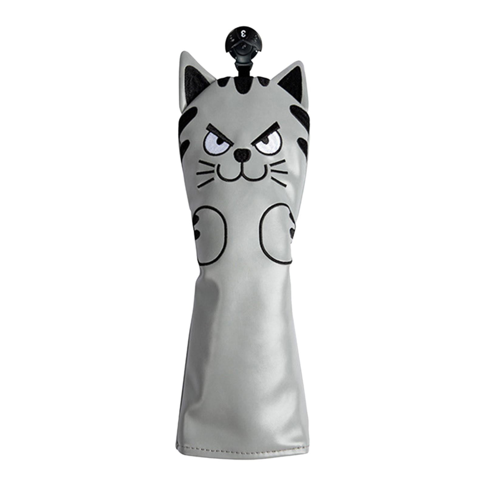 harayaa Golf Club Head Covers Mallet Putter Cat Pattern Accessories Putter Cue Headcover UT Wood Grey