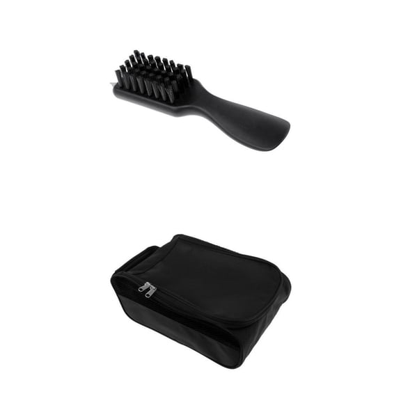 harayaa Golf Shoe Brush w/ Shoehorn & Spike Wrench & Shoes Carrier Zipper Tote Bag Black