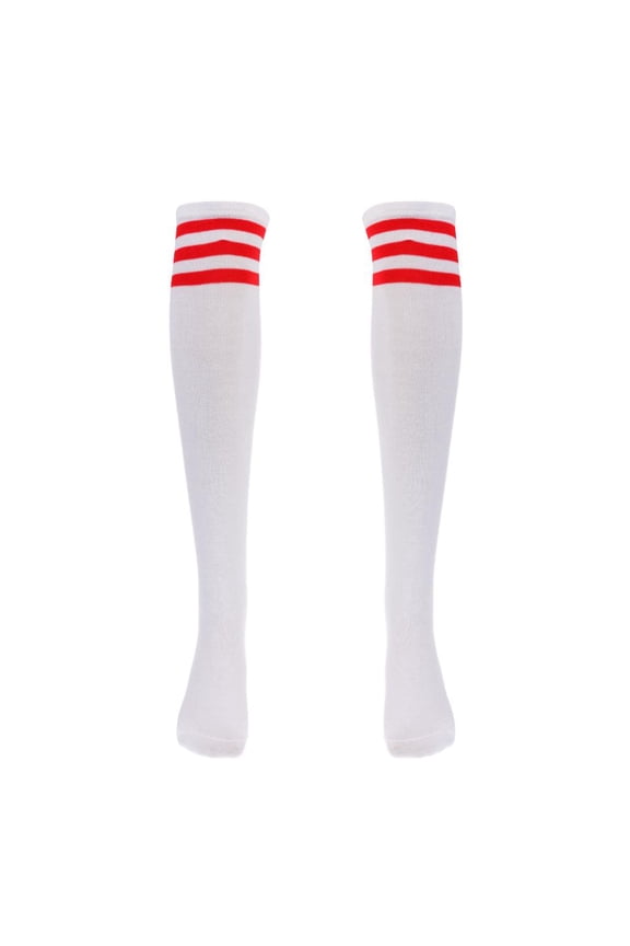 Golf Stripe Thigh High Tube Sock Knee High Protection Socks +StripedA L White+StripedA