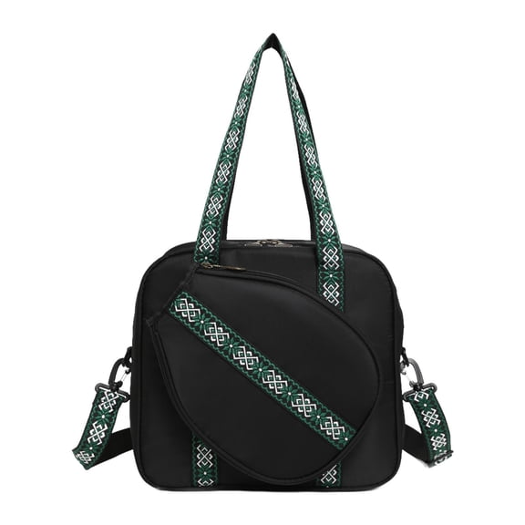 harayaa Pickleball Bag Portable Large Capacity and Zipper Tennis Racket Shoulder Bag Black