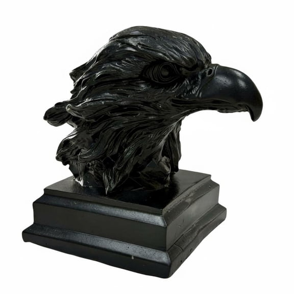 harayaa Resin Figurine Owl Head Bust Ornament Avian Art Sculpture Symbolic Strength Decor for Living Room Entryway Bookshelf Display