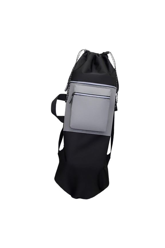 Skateboard Backpack Drawstring Closure Travel Bag Longboard Carry Case Organizer Black and Gray