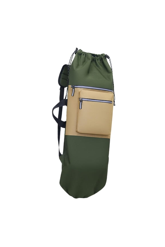 Skateboard Backpack Drawstring Closure Travel Bag Longboard Carry Case Organizer Dark Green