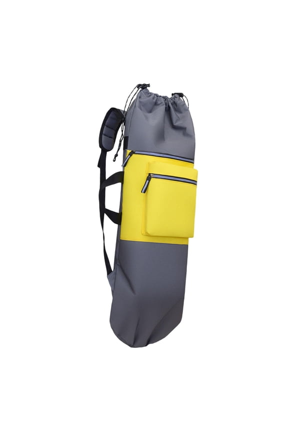 Skateboard Backpack Drawstring Closure Travel Bag Longboard Carry Case Organizer Gray