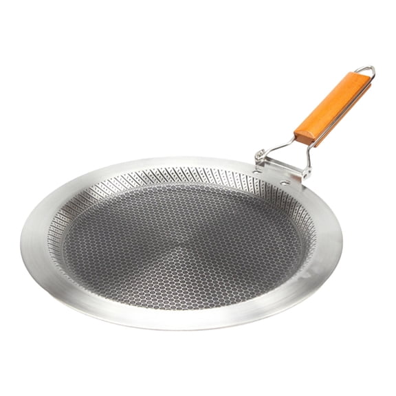 harayaa Stainless Steel Crepe Pan Skillet Induction Compatible Indoor Outdoor Grilling Foldable Handle BBQ Grill Cookware Pancake Pan 34cm
