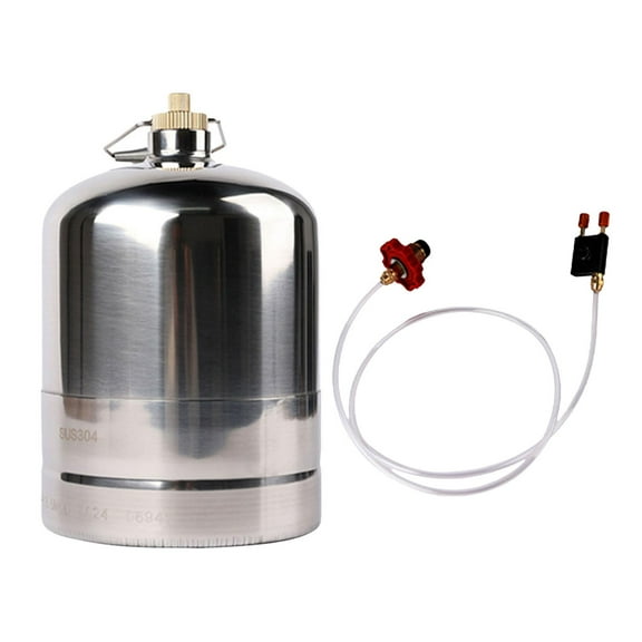 harayaa Stainless Steel Gas Bottle Inflatable Gas Tank Fuel Canister Container Empty Refillable for Outdoor Cooking BBQ Camping Stove 4L