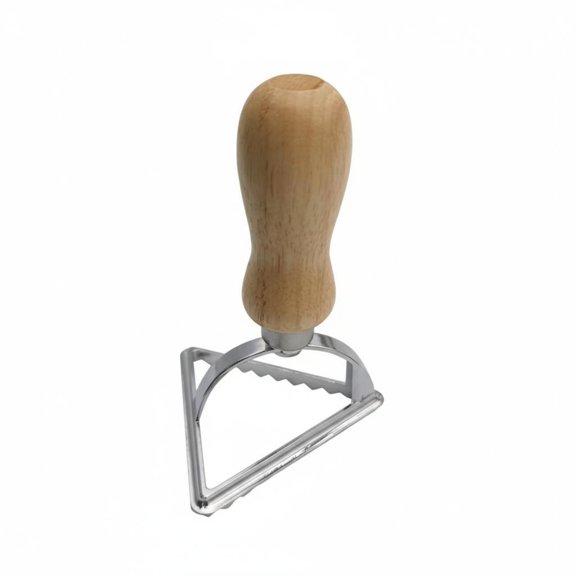 harayaa Triangular Cookie Cutter Dumpling Press Pastry Stamp with Zinc Alloy Frame and Wood Handle for Home Baking and Cooking