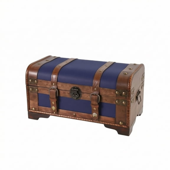 harayaa Wooden Trunk Storage Chest with Lock Vintage Multifunctional Box for Keepsakes Living Room Display
