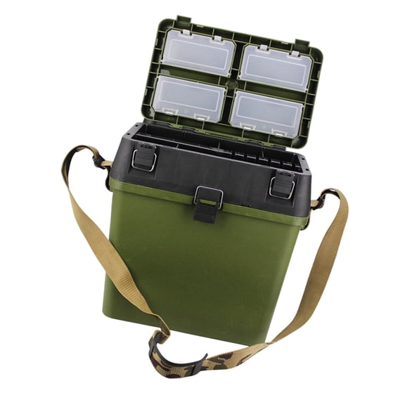 harayaa ing Tackle Box Trunk Storage Box Portable Folding Handheld Multifunctional ing Tool Gear Hooks Lures Case Bucket Dark Green