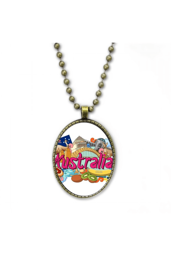 harbour bridge australia graffiti necklace vintage chain bead pendant jewelry collection