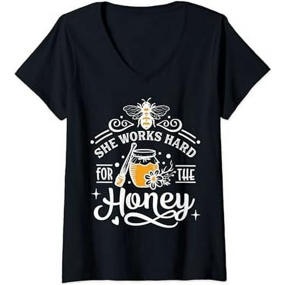 hard for the honey black - bee halloween costume V-Neck T-Shirt