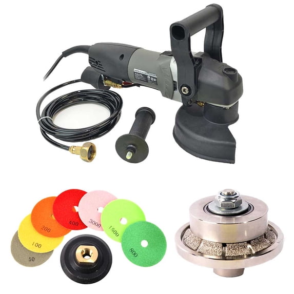Hardin H316WVPOLSET VSP5 5 Inch Var Speed Polisher, 3/16 Inch Radius Diamond Profile Wheel and 8 pc 4 Inch Diamond Polishing Pad Set