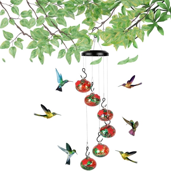 harming Wind Chimes Hummingbird Feeder for Outdoors Hanging Ant and Bee Proof, Never Leak, Decorative Garden Decor for Outside Patio Yard, Ideal Gift for Bird and Nature Lovers