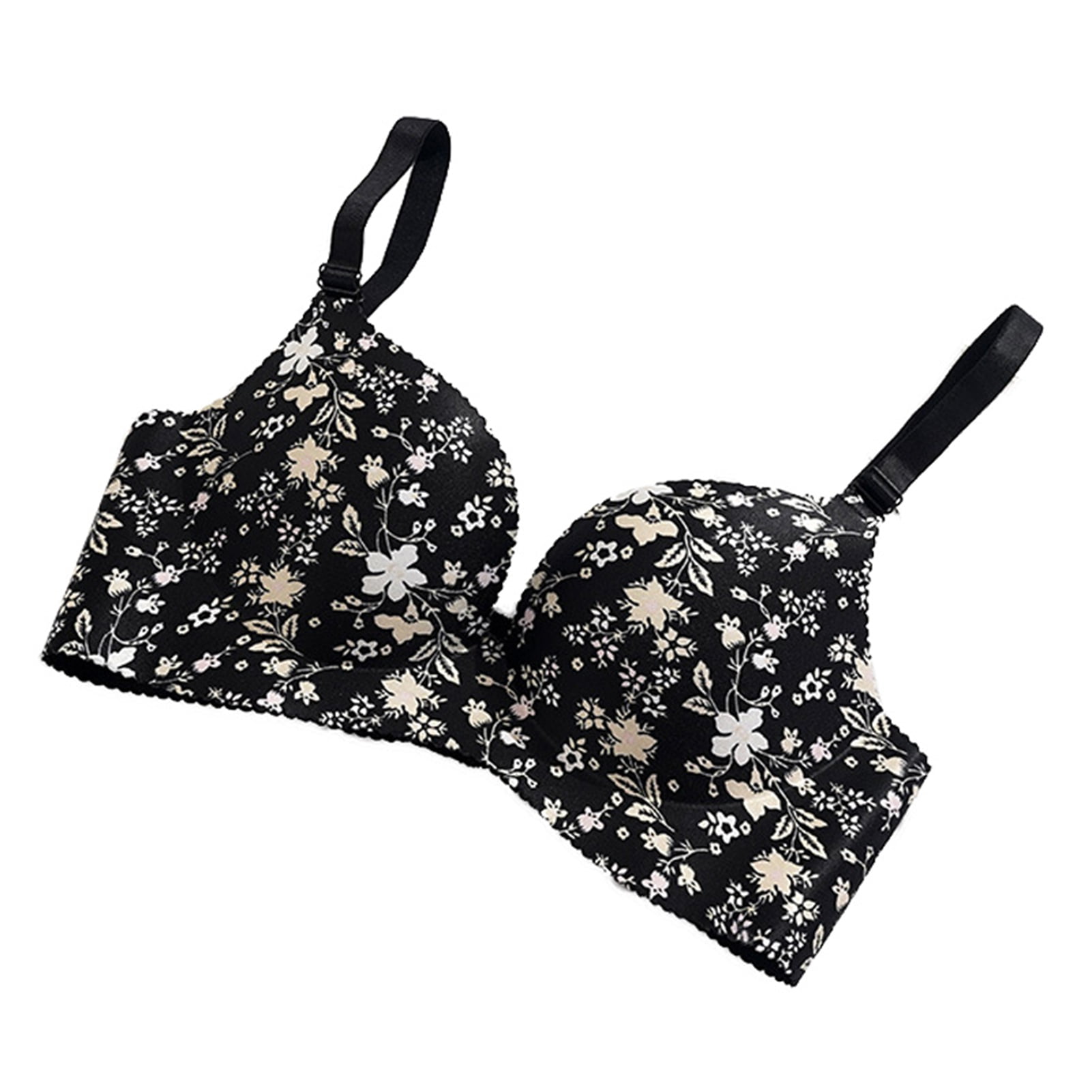 Black Floral Pull On Stretch Cotton Multi Cup Bras CB333 Gemm by Dipti