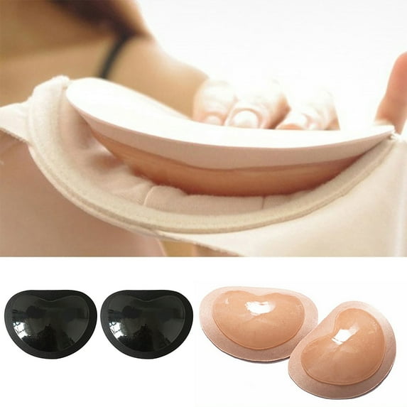 harmtty 1 Pair Chest Pad Solid Color Great Stickiness Thicken Invisible Full Bosom Women Bra Pad for Inner Wear,Skin Color,