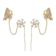 thumbnail image 1 of harmtty 1 Pair Clip Earrings Shiny Rhinestone Exquisite Sparkling High-end Great Stickiness Decorate Ear Hollow Out Vivid Butterflies Shape Earrings Muff Gift, 1 of 7