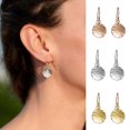thumbnail image 1 of harmtty 1 Pair Dangle Earrings Uneven Plating Metal Round Sheet Hook Earrings for Banquet Party Wedding Prom, 1 of 7