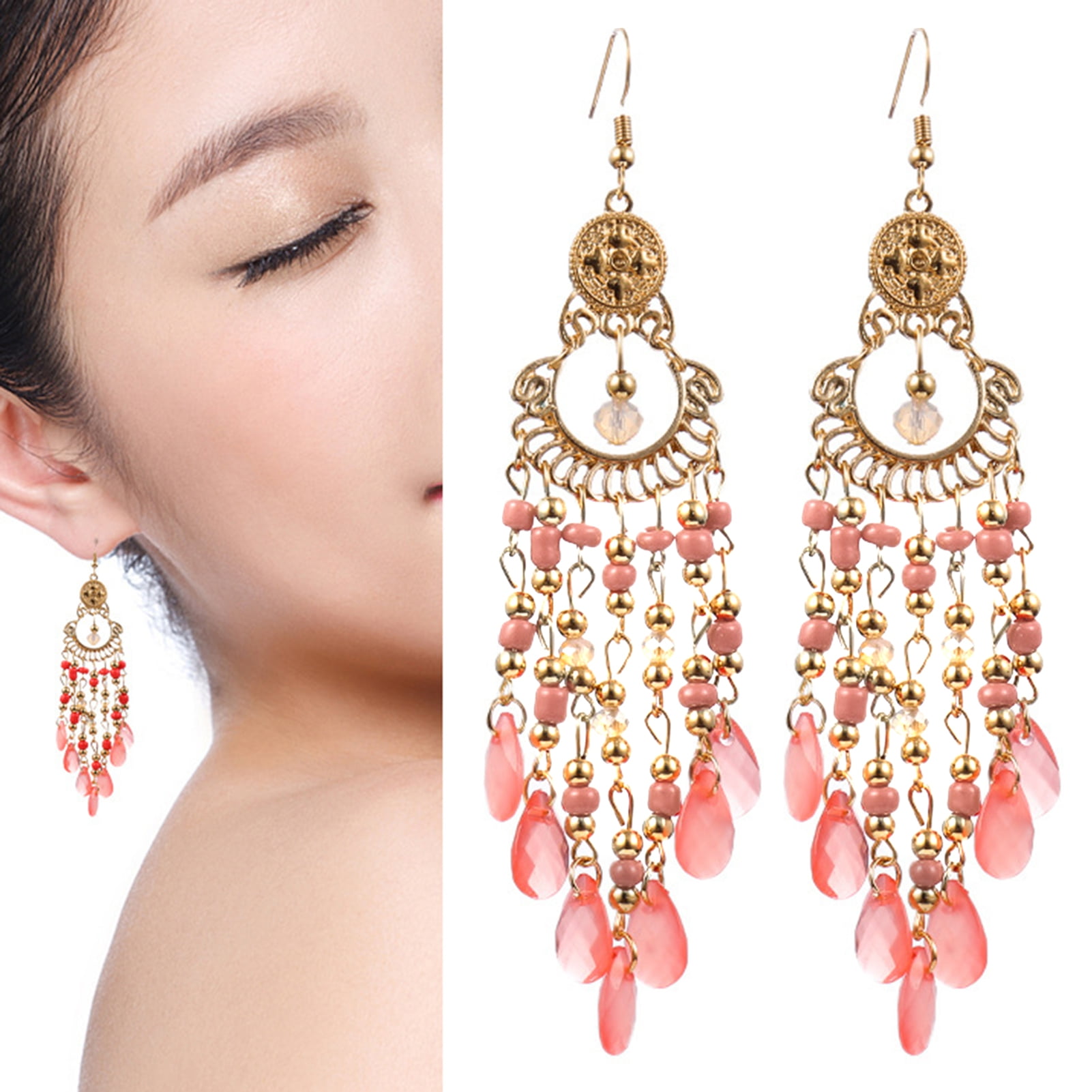 Online Earrings - Peach - Pink Coral 925 Silver Earrings - Asian Gift |  LIGHT STONE