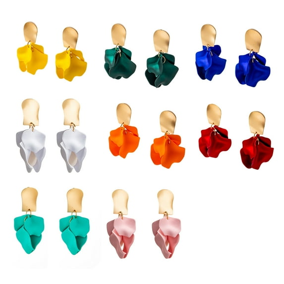 harmtty 1 Pair Drop Earrings Temperament Elegant Irregular Geometric All-match Decoration Acrylic Shell Women Flower Petal Pendant Earrings Jewelry Gift for Dating