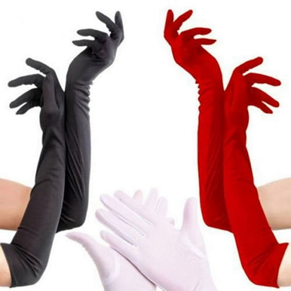 harmtty 1 Pair Fashion Women Long Gloves Opera Wedding Bridal Evening Party Glove,Red